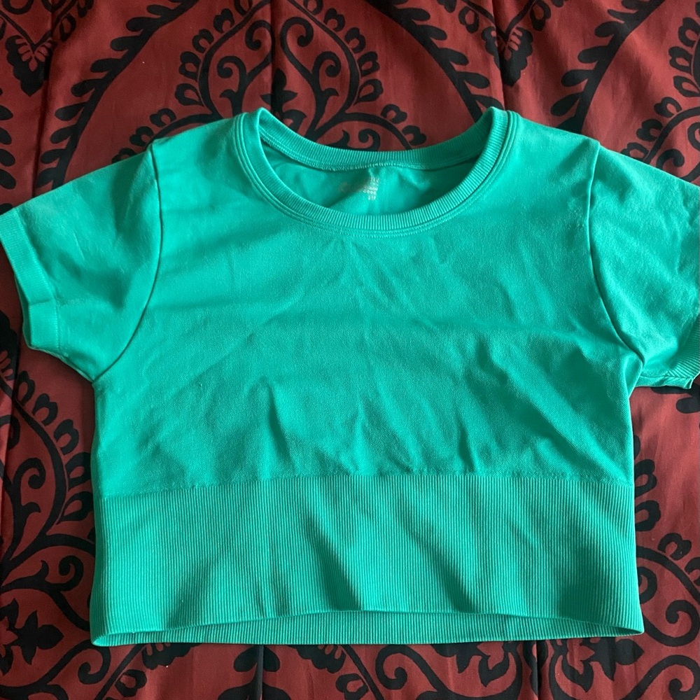 Teal Aerie Cropped T-Shirt